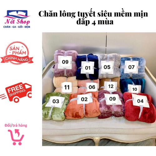 Loại I - nặng 1kg6 Chăn Lông Tuyết Siêu Mềm Mịn đắp 4 mùa size 2mx2m3