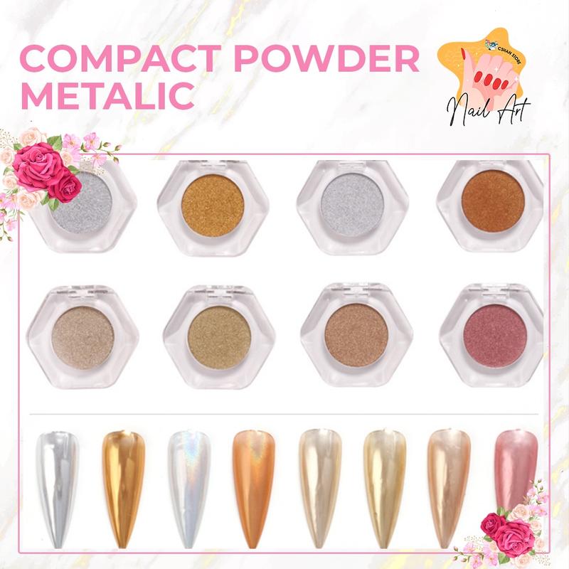 COMPACT POWDER METALIC MIRROR CHROME NAILART 6