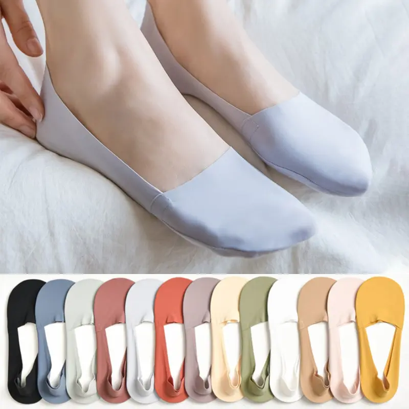 SHAN 3 Pair /SET Summer Women Socks Cotton Show Low Cut Ankle Silicone Non-slip Invisible Woman Shoe Slippers Thin Comfortable Short Sock