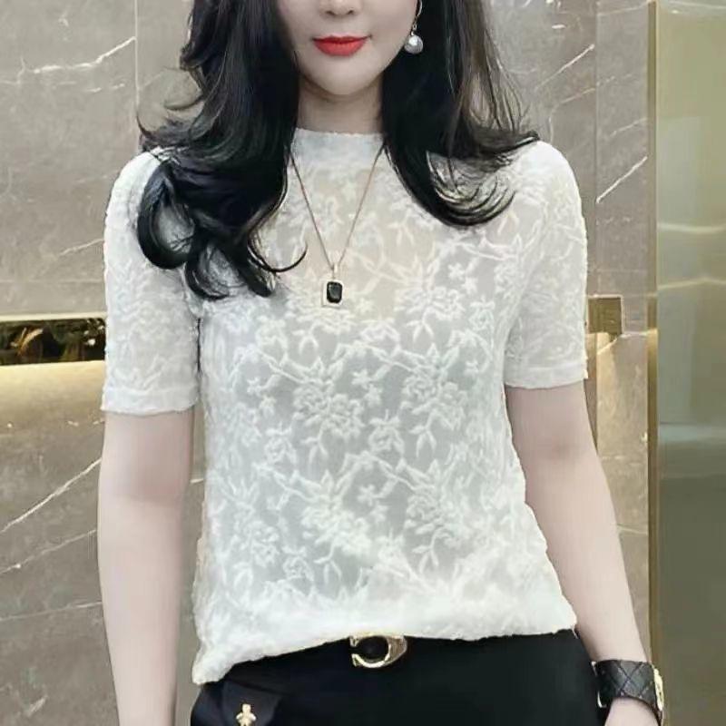 Product Introduction of Áo Sơ Mi Ren, Dành Cho Nữ, Áo Thun Ngắn Tay, Thời Trang, Jacquard Siêu Trong Suốt, Dệt Kim Mỏng, Thích Hợp Cho Mùa Hè Top Shirt 8