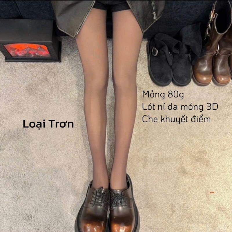 Quần Tất Nữ 3D Màu Đen Nâu Tây Hàng Quảng Châu 2024 Chống Xước Có Lót Nỉ Da Mỏng 80g Kết Hợp 4 Họa Tiết quần tất che khuyết điểm