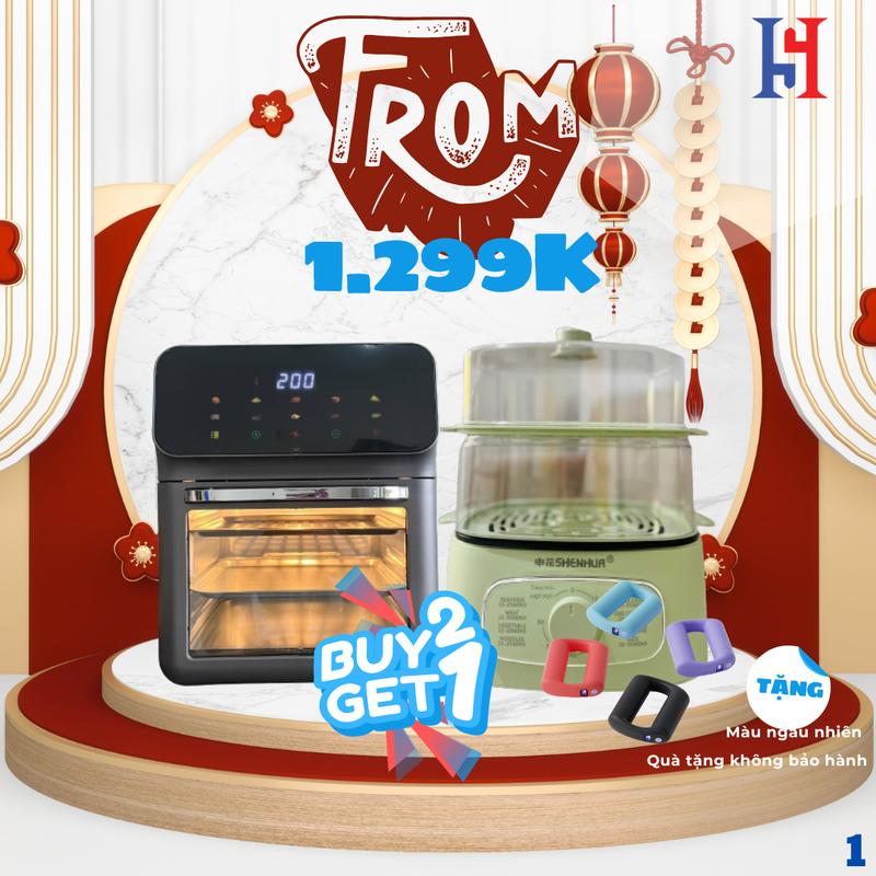 [1] Shen Hua - Combo Nồi Chiên Không Dầu Cảm Ứng 10L FD-1015B Và Nồi Hấp Điện Đa Năng 2 Tầng XC-005 - Bảo Hành 1 Đổi 1 Trong 12 Tháng - Mua 2 Tặng 1 - Tặng Máy Massage (Số Lượng Có Hạn)