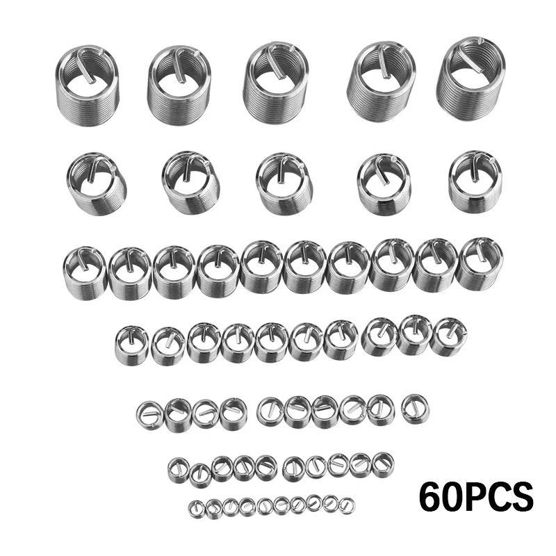 Product Introduction of 60Pcs Wire Thread Insert M3 M4 M5 M6 M8 M10 M12 Fastening Thread Insert Stainless Steel Spiral Wire Screw Sleeve Wear Repair Kit 34
