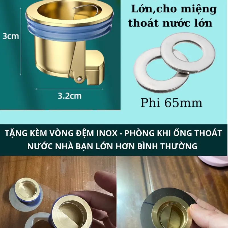 Nắp đạy cống bằng đồng, thoát nước,ngăn mùi,chống côn trùng cho sàn nhà tắm nhà bếp 2