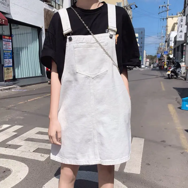 Váy Yếm Nữ Hai Dây Dáng Rộng Hottrend, Váy Jeans Bò Nhiều Màu Sắc Ulzzang Cực Dễ Phối Đồ BB JEANS Shop Kaki Women Denim Dress 3
