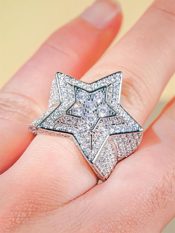 Star Design Rhinestone Decorated Ring, Fashion Accessories for Women & Girls, Trendy All-match & Exquisite Jewelry for Birthday Gift 3