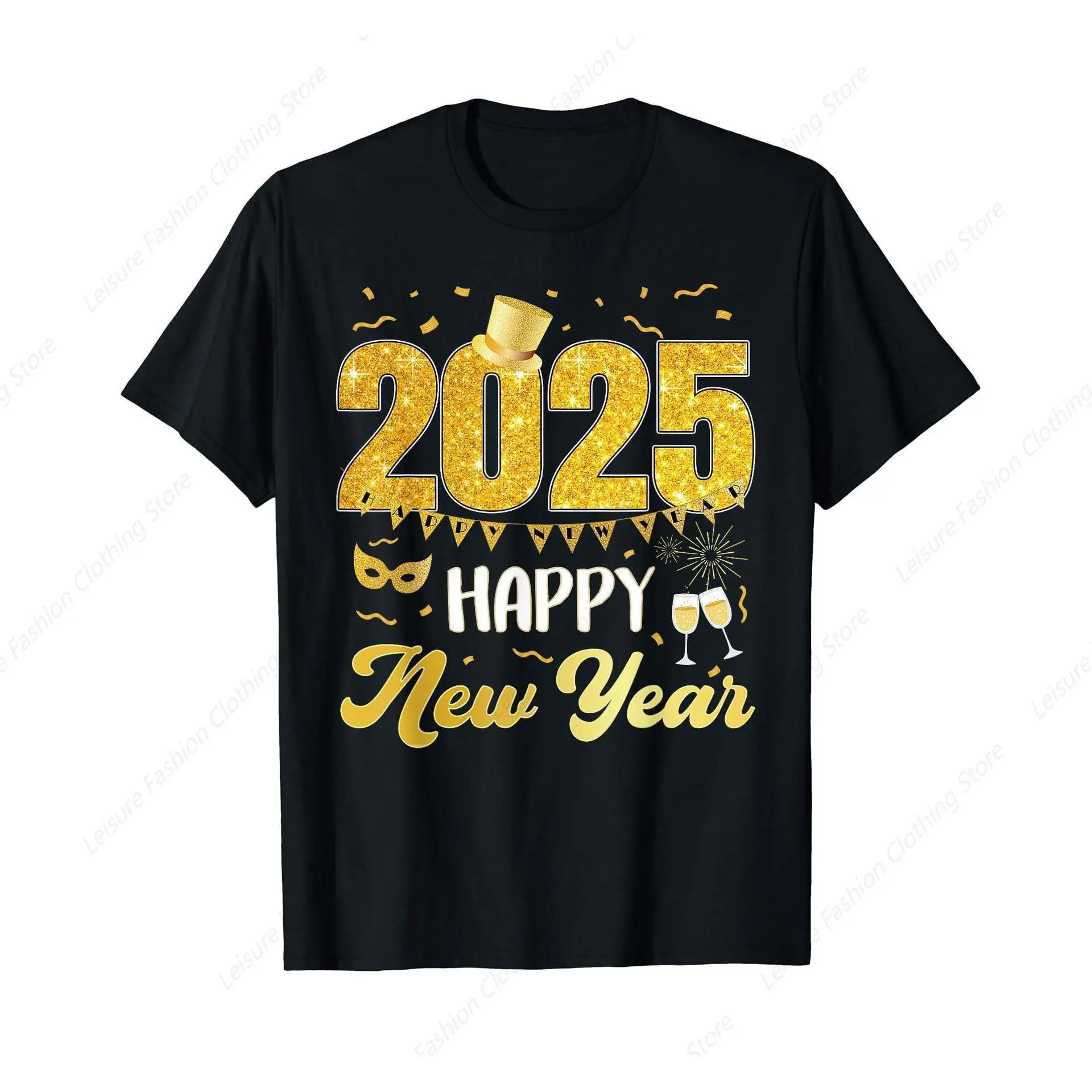 Zkr6 New Christmas 2025 New Year Santa round Neck Menswear Top Lingerie Casual Crewneck Tshirt Man Streetwear Short Sleeve Tropical