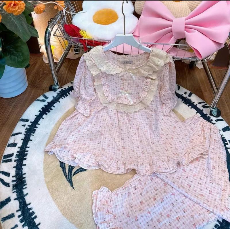 Bộ Ngủ Nữ Chất Vải Đũi Hàn Mềm, Đồ Bộ Tiểu Thư Quần Có Túi Free Size 40-62KG - C01 8