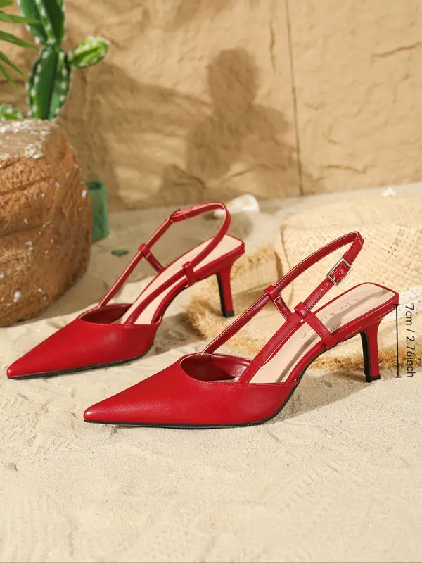 Women's Fashionable Solid Color Heeled Sandals, Elegant Pointed Toe High Heel Sandals for Party, Daily Clothing Decor for Women & Girls 1