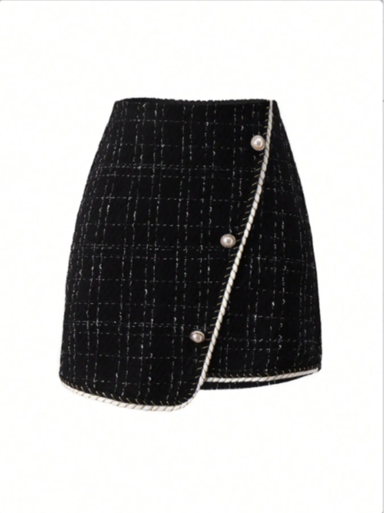 Women's Faux Pearl Decor Wrap A Line Skirt, Elegant Fashion Casual Skirt for Daily Outdoor Wear, Ladies Bottoms for All Seasons