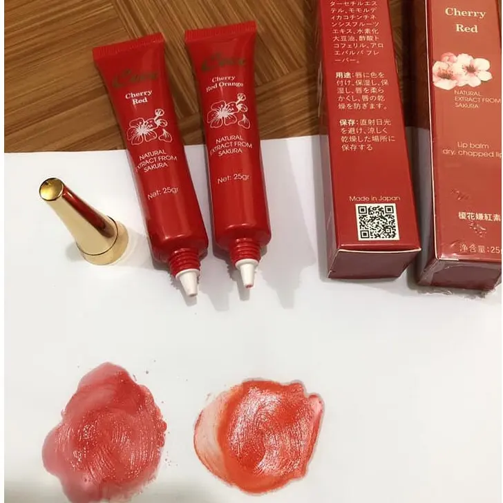 Dưỡng môi hoa anh đào nhật bản kích màu môi sau bong màu đậm và chuẩn tuýp 25g Sáp dưỡng môi Son Nữ 5