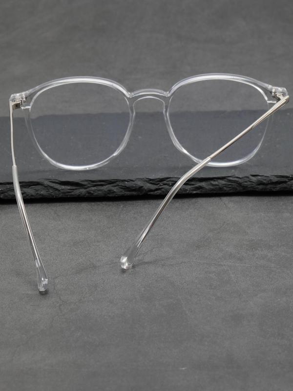 1 Pair Simple Design All-match Eyeglasses for Everyday Use, Minimalist Casual Round Frame Fashion Eyeglasses for Both Men & Women 8