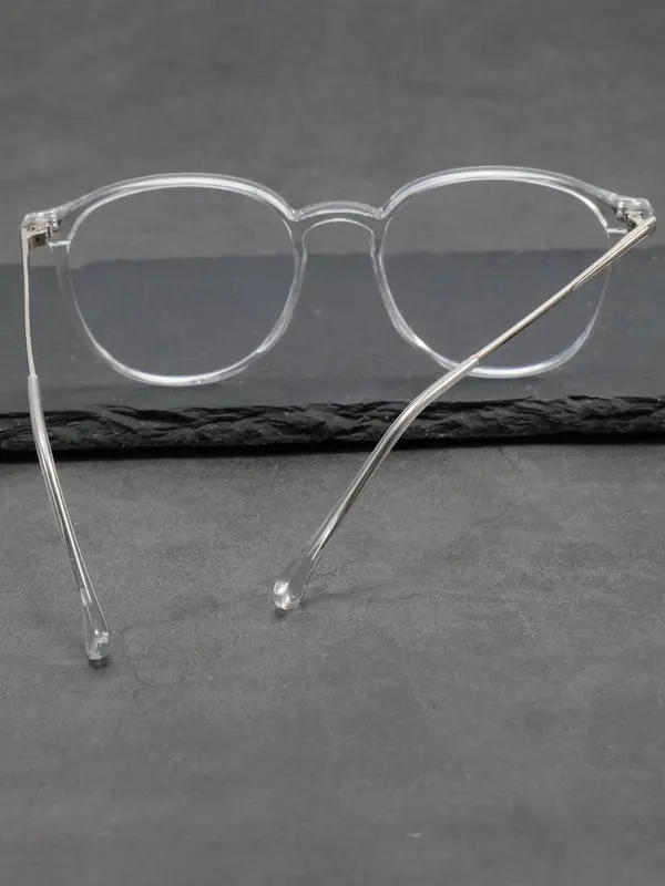 1 Pair Simple Design All-match Eyeglasses for Everyday Use, Minimalist Casual Round Frame Fashion Eyeglasses for Both Men & Women 8