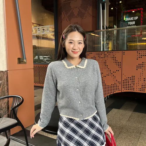 KIDO - Áo khoác len tay dài viền cổ bèo ALICE CARDIGAN
