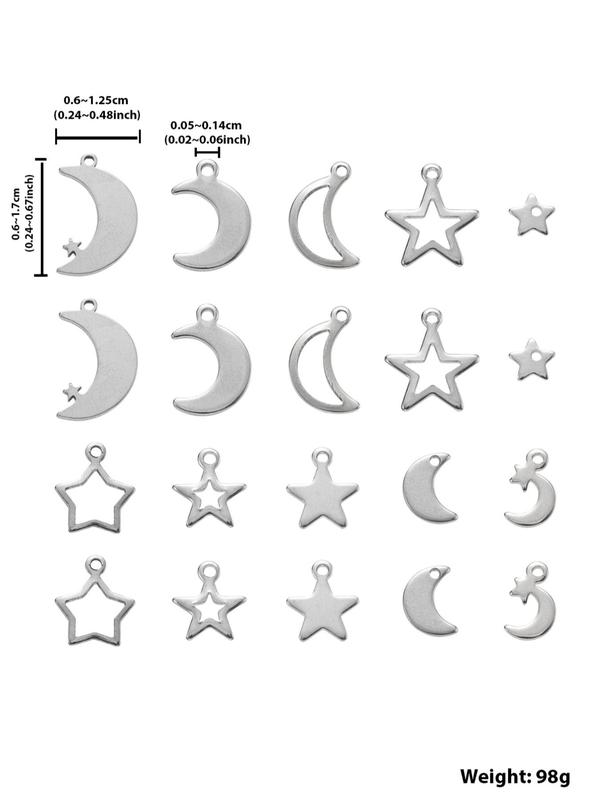 Minimalist Star & Moon Design Pendant (60pcs/box), Stainless Steel Pendant, DIY Jewelry Making Supplies for Bracelet Necklace Earrings 1