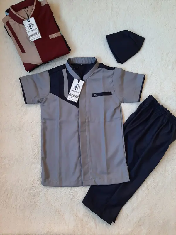 Setelan Baju Koko Anak Lengan Pendek Bahan Katun Toyobo 2-12 Tahun by: Ibnu Muslim 3