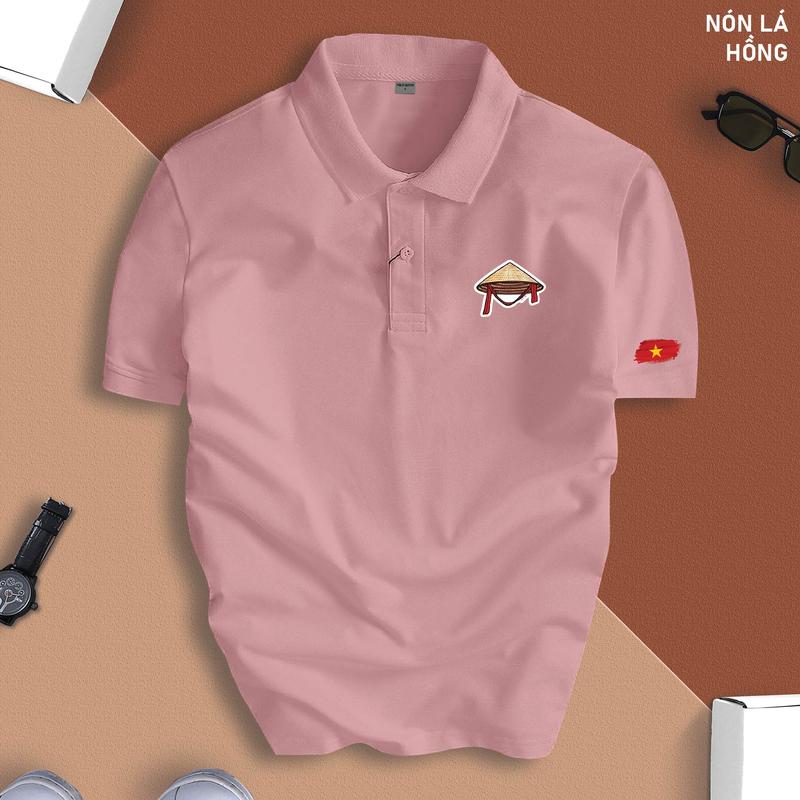 Áo Phông POLO NÓN LÁ VIỆT NAM cổ bẻ basic nam CVC vải cá sấu sang trọng, lịch lãm, thoáng mát Menswear Tay Ngắn Có Cổ 9