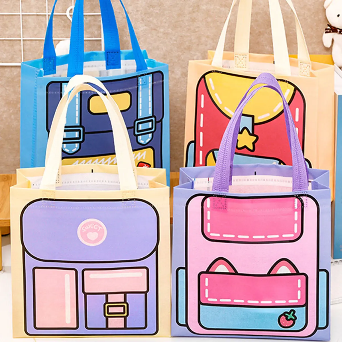 Dopamine-Colored Tote Bag, Cute And High-Value Storage Bag For Children, Suitable For Holiday Gift Packaging