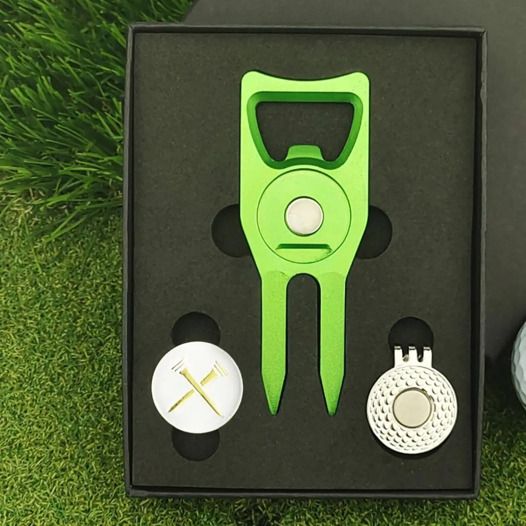 Golf Ball Mark Gift Set, 1 Box Professional Golf Divot Tool & Ball Mark & Cap Clip, Golf Accessories for Men & Women
