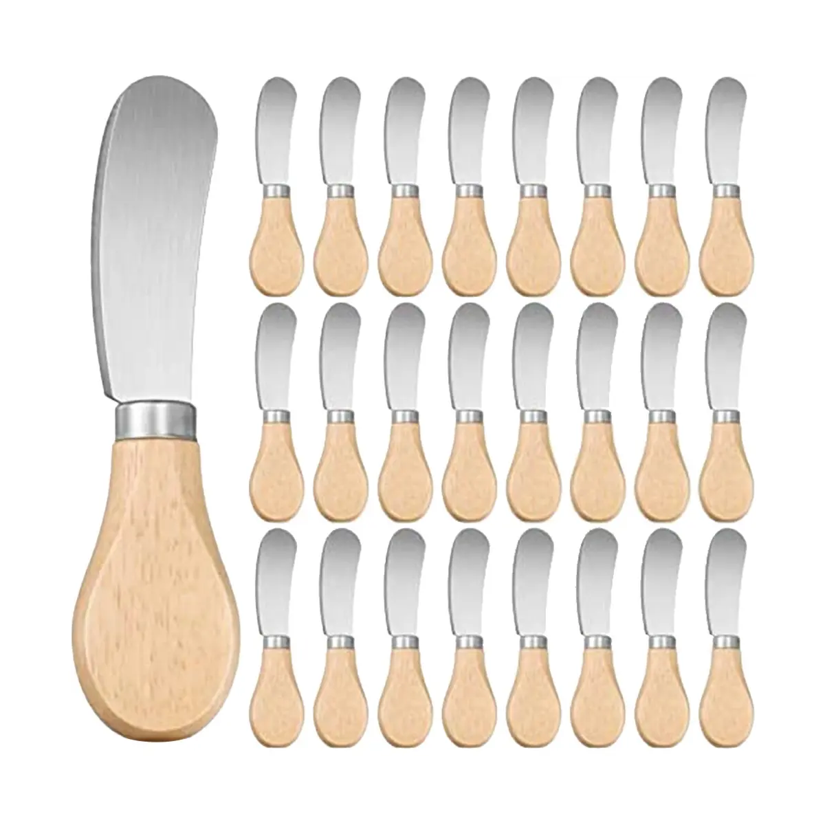 Little Cheese Spreader Knives Stainless Steel Butters Spreader with Bamboo Handle Butters Knives Small Cheese Knives