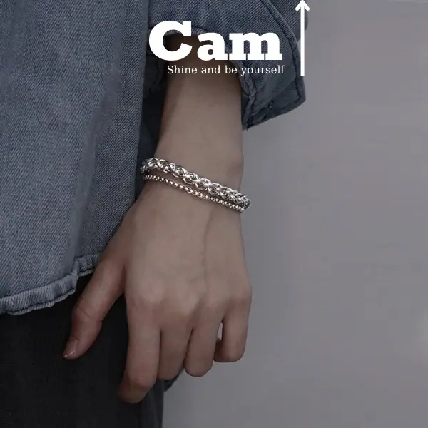 Vòng Tay Nam , Nhẫn Cuban TIN Chain Ngầu Dạng Chuỗi - Lắc Tay Cuff Mắt Xích Đẹp Thép Titan - TIN Chain Cam