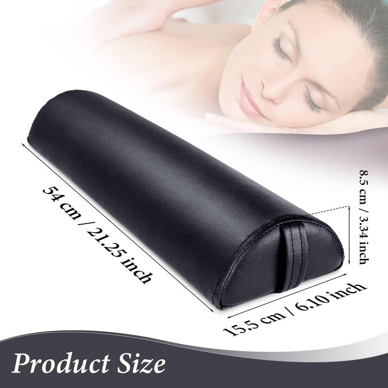 TikTok Shop Half Round Massage Bolster Professional PU Semi Round Massage Bolster Pillow Cushion with Strap Handle Cozy Positioning Bolster Support Pad for Leg Black