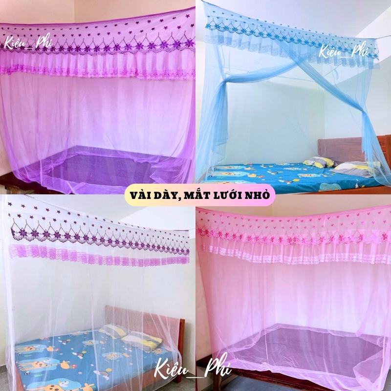  Màn tuyn dây mắc tay 1m6x2m 1m8x2m 2mx2m2 - mùng tuyn có cửa ngủ chống muỗi người lớn chất vải thái lạnh 