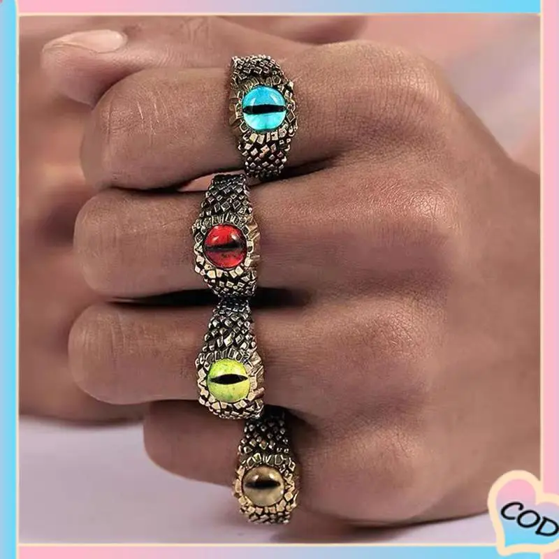 【Sktlz】Retro Ring Python Eye Snake Eye Devil Eye Open Ring Creative Punk Hand Jewelry Retro Rings Cincin