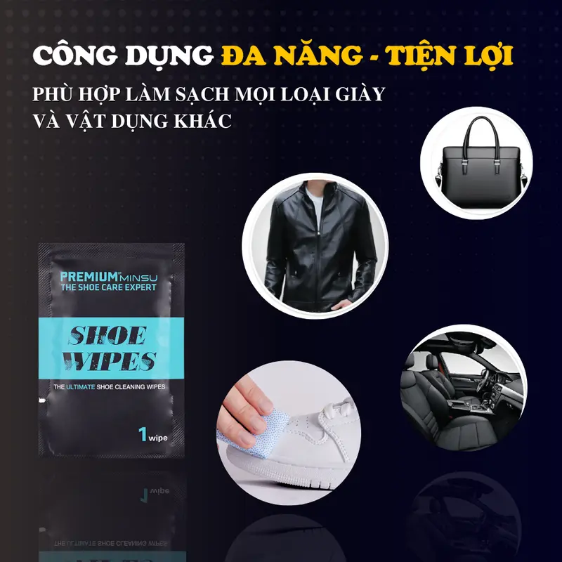 MINSU Khăn Lau Giày Tiện Lợi M2855 -30 Miếng Lau Hương Lavender Chuyên Dụng Cho Sneaker Da Lộn Da Bò 1