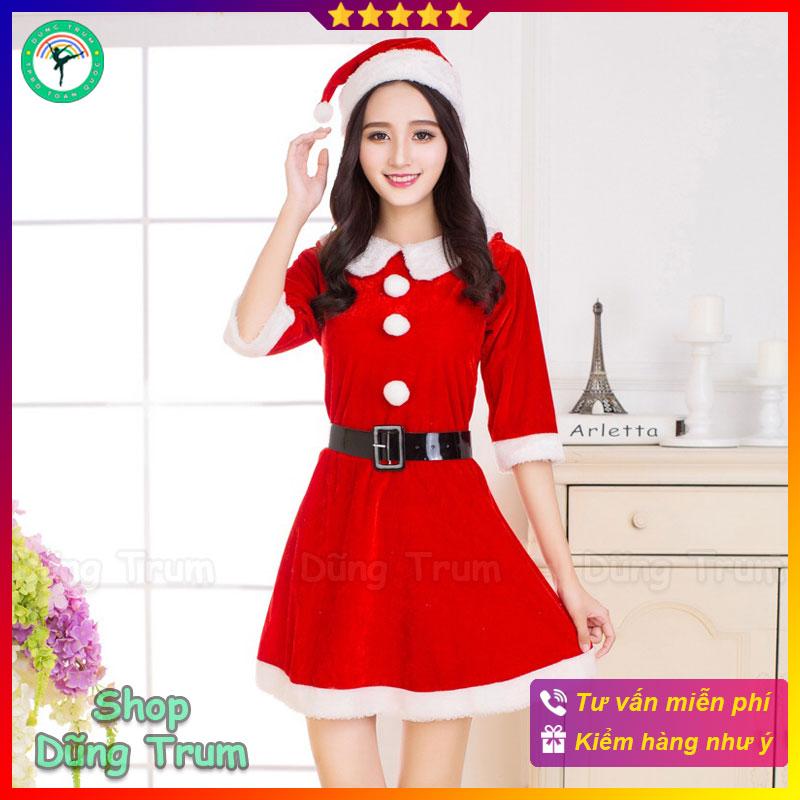 Trang phục Noel nữ hóa trang Giáng Sinh chất liệu nhung siêu đẹp DT09 0
