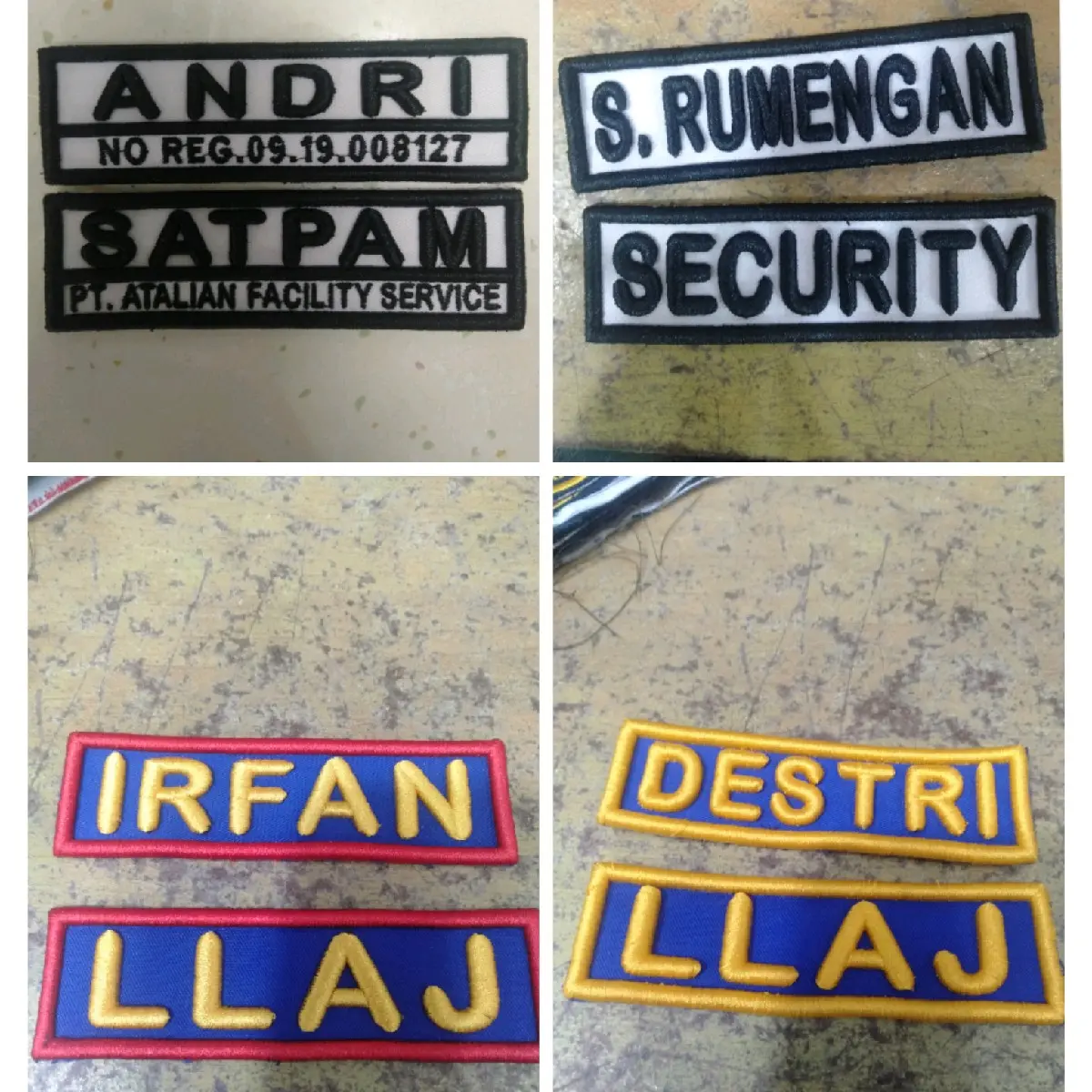 BORDIR NAMA TIMBUL Satuan (custom) harga/item