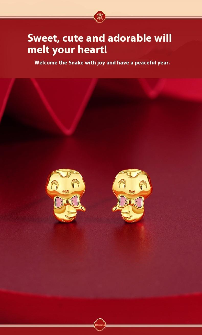Product Introduction of Chinese Zodiac Earrings for Women S925 Sterling Silver New Chinese Style National Trend Chinese Zodiac Snake Year of the Zodiac Earrings miduoduo 6