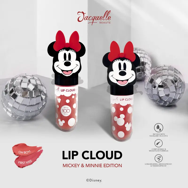 Jacquelle Lip Cloud - Disney Mickey Minnie - Lip Cream Tahan Lama Bibir Lipstick Lipstik - Pewarna Mencerahkan Bibir 3