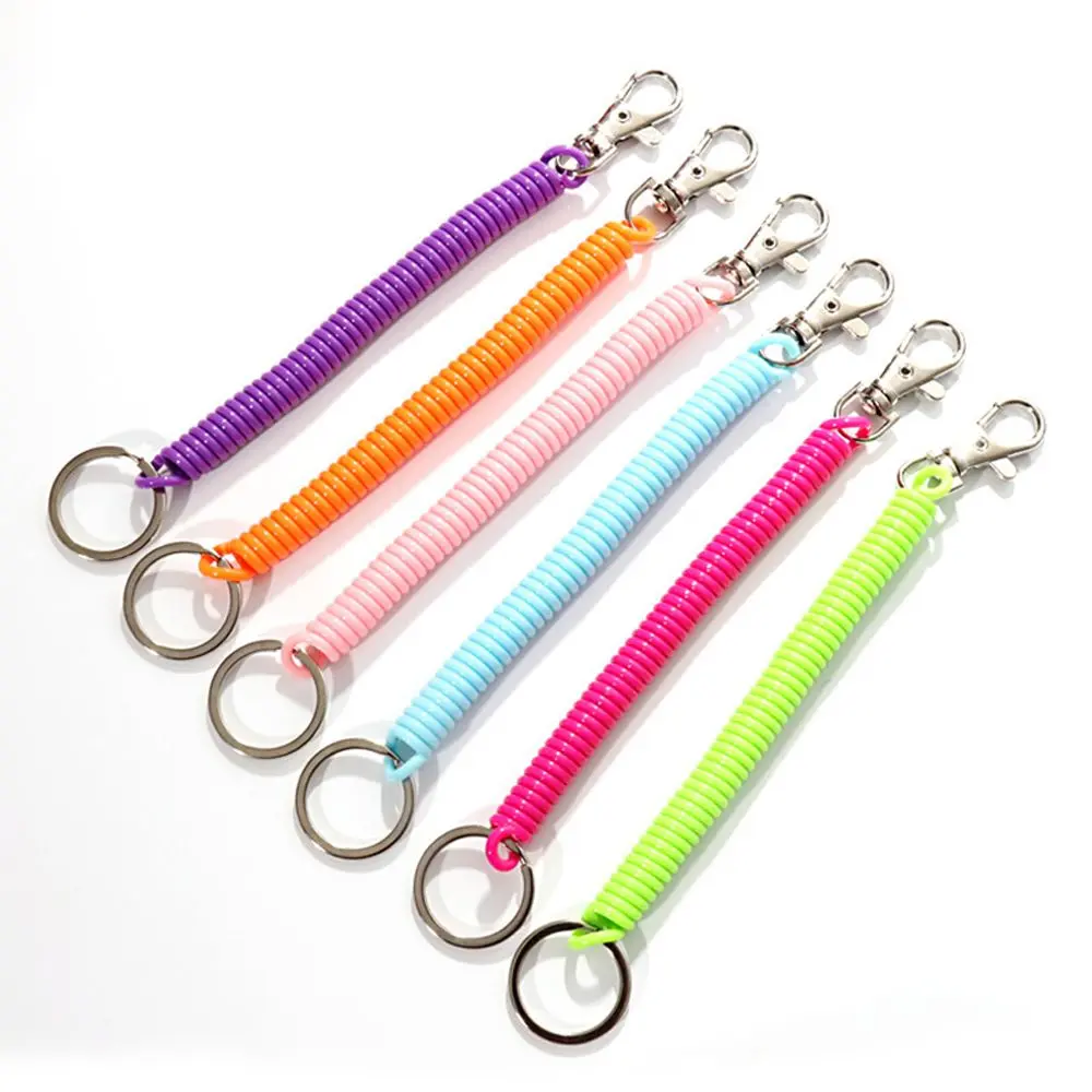 Accessories 1 Pcs Spring Lanyard Metal Carabiner Anti-lost Keyring Unisex Spring Rope Key Ring Key Cord Clasp Wrist Coil Spiral Stretch Keychain