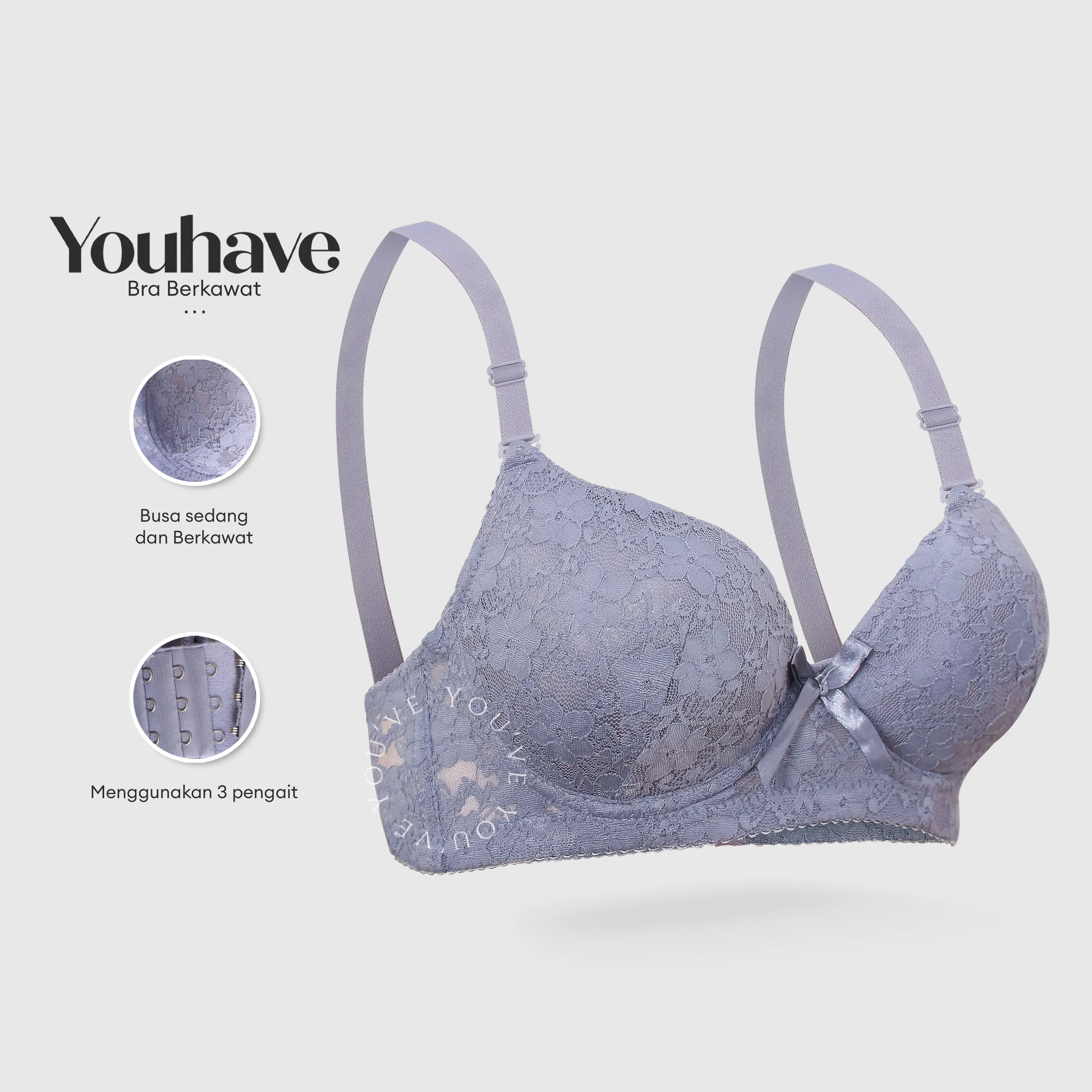 You’ve ( YouHave ) BH Kawat Brokat Bra Kawat Wanita Pakaian Dalam Wanita Bra 100159