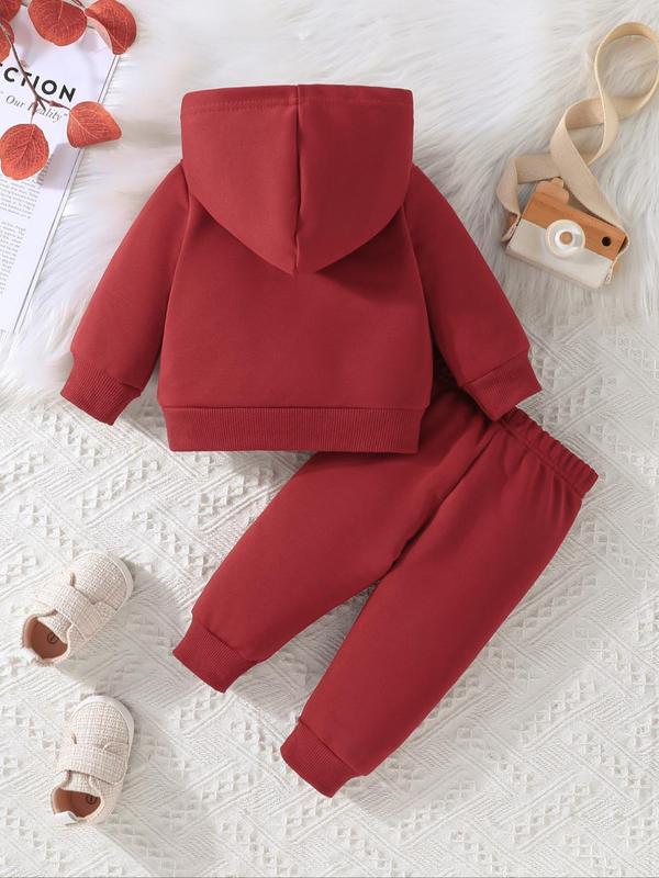 Baby's 2pcs Letter Print Hoodie & Jogger Pants Set, Long Sleeve Hooded Top & Elastic Waist Sweatpants, Casual Spring & Fall Outfits Clothes For Infant Toddler Kids 6