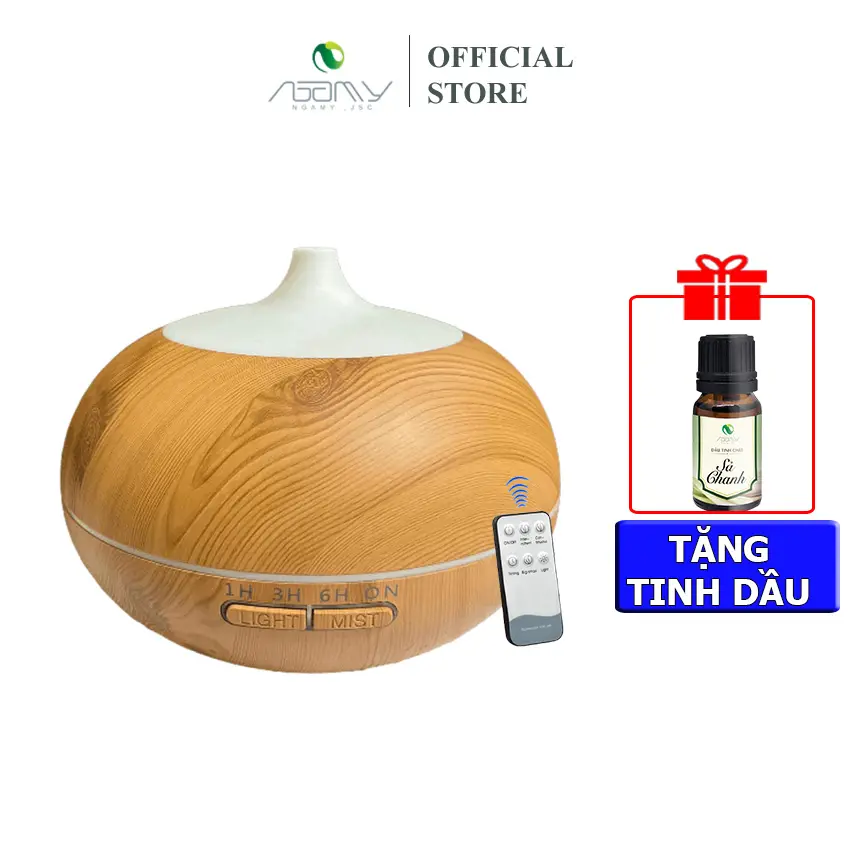 Máy xông tinh dầu khuếch tán phun sương tạo ẩm GXN-12 dung tích 550ml, chế độ hẹn giờ đèn led 7 màu, phun tinh dầu, máy khuếch tán tinh dầu