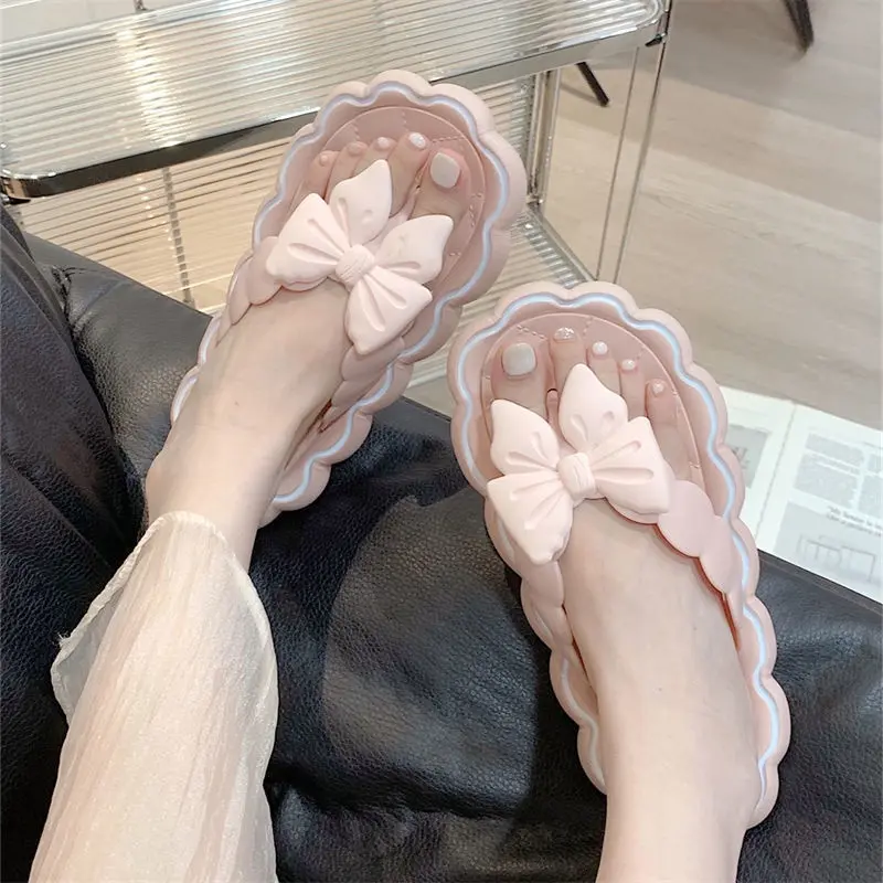 Dép Xỏ Ngón Nơ Đế Mềm Chống Trượt Thời Trang Mùa Hè Cho Nữ (3 màu trắng đen hồng )