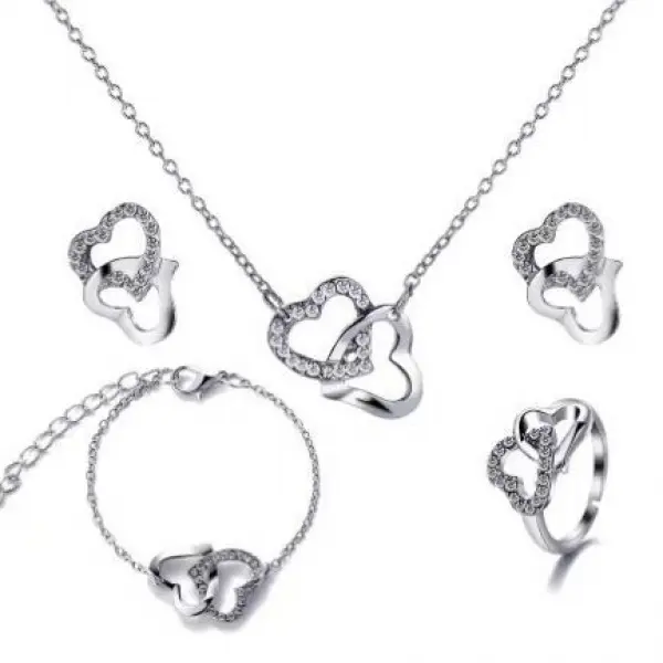 All-match new Yongjie Tongxin jewelry suit necklace ear stud bracelet ring four-piece set