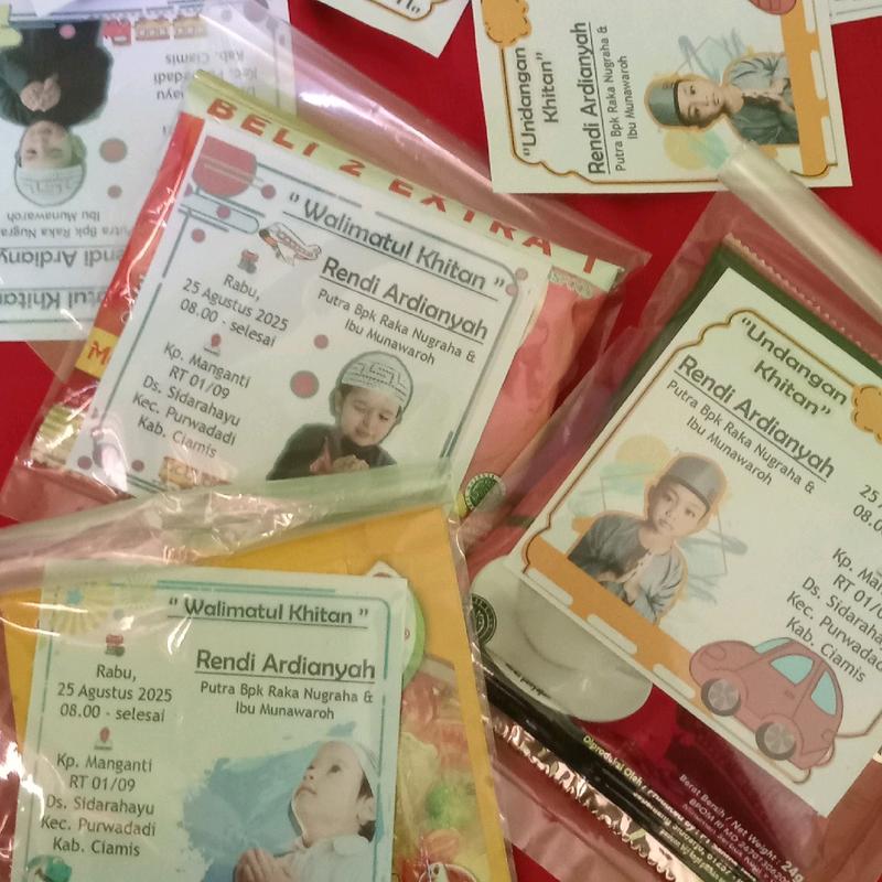 Undangan Khitan Mini Kopi/Masako Per 100pcs Kertas Cards 2