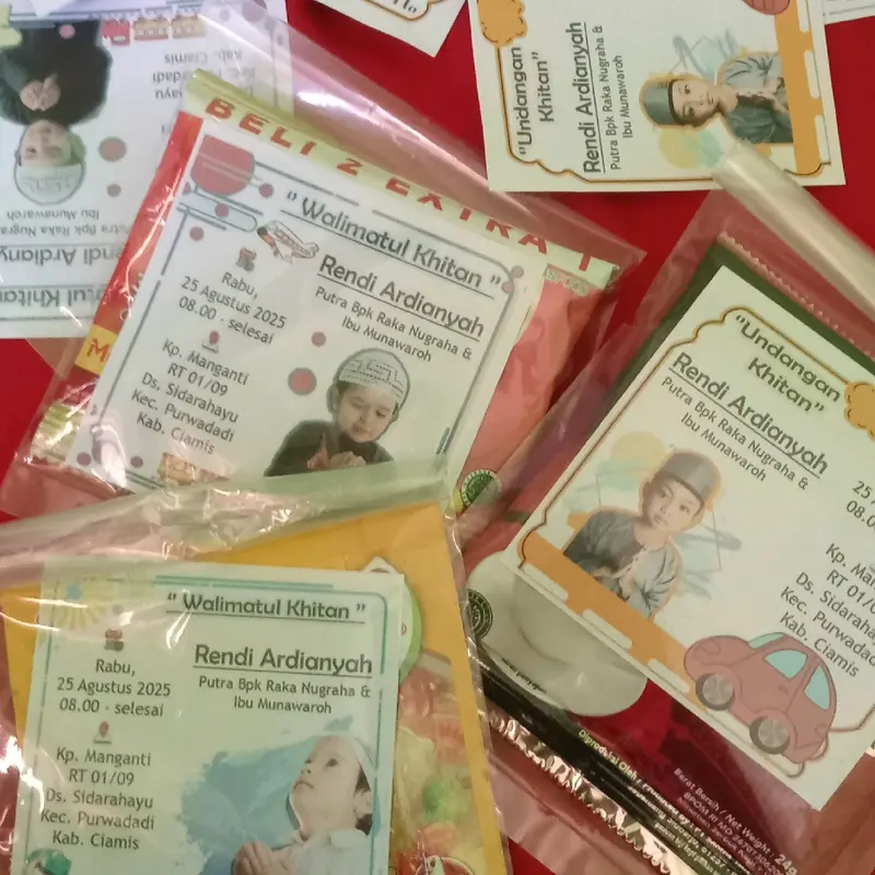 Undangan Khitan Mini Kopi/Masako Per 100pcs Kertas Cards 2