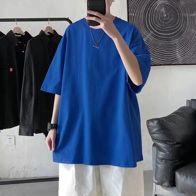 Product Introduction of Summer Short Sleeve T-Shirt for Men Korean Style Loose Trendy Versatile Solid Color Tee Shirt Ins Hong Kong Style Casual Round Neck Top 18