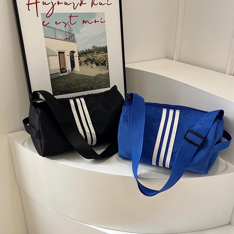 Product Introduction of Travel Fitness Shoulder Bag Nylon Contrast Color Messenger Bag Waterproof Large Capacity Casual Pillow Bag Commuter Fitness Bag 22