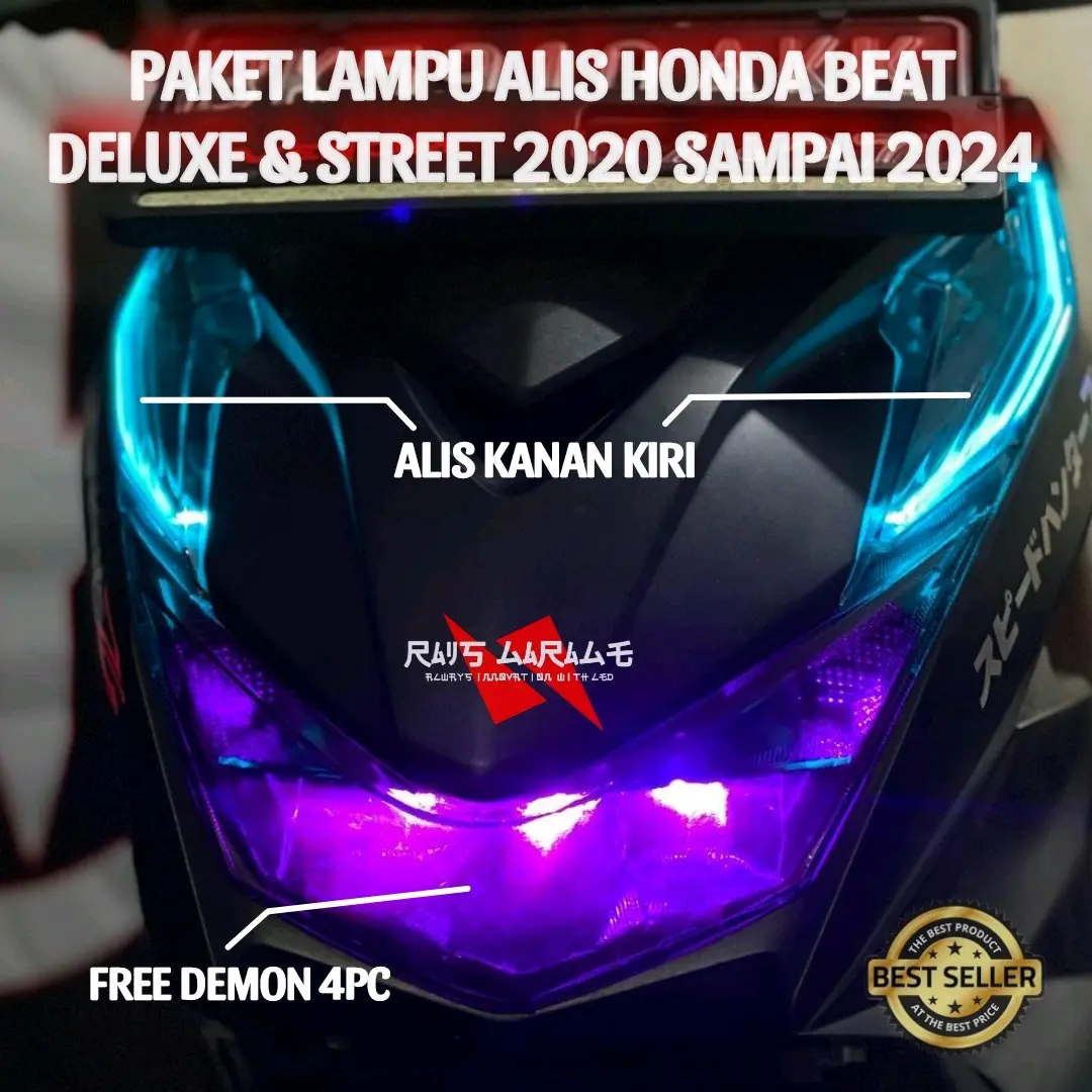 PAKET GANTENG LAMPU ALIS BEAT DELUXE BEAT STREET 2020 SAMPAI 2024 FREE 4PC DEMON EYE NO BINTIK FOTO REAL Kabel Motorcycle