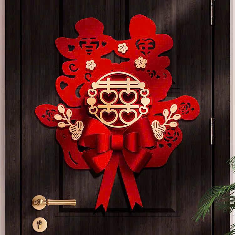 Chữ hỷ đám cưới 3D vải nỉ Cao Cấp dùng trang trí đám cưới, phòng cưới Party Home 6