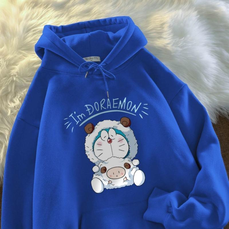 Áo Len Có Mũ Doraemon Cho Người Nổi Tiếng Trên Internet, Trang Phục Cặp Đôi, Ins, Mùa Thu Và Mùa Đông, Đa Năng, Thường Ngày, Áo Khoác Rộng, Áo, Thời Trang Nam Và Nữ 2
