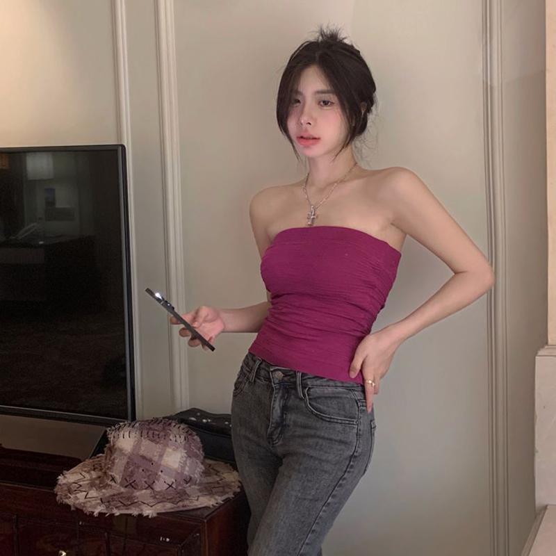 Product Introduction of Áo Ống, Thời Trang Nữ, Màu Trơn Cổ Thuyền, Không Dây, Áo Ba Lỗ, Hở Lưng, Thích Hợp Cho Mùa Hè, Áo Quây Top 26