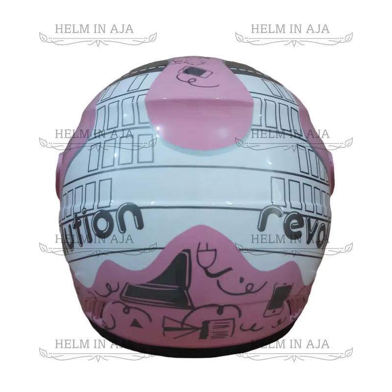 HELM HALF FACE DEWASA EVOLUTION SEPERTI HELM GM ORIGINAL MOTIF REVOLUTION PINK PASTEL FREE BUBBLE WRAP 2