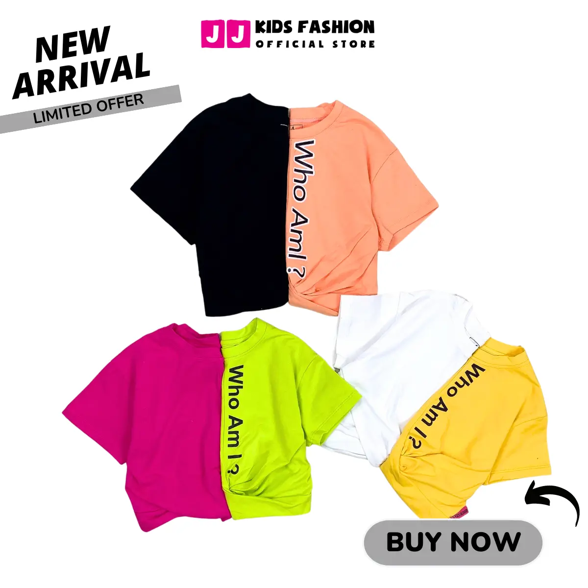 JJ Kids Fashion | Áo thun crop top thời trang trẻ em, áo croptop xoắn eo cho bé gái size từ 15 - 45kg | Extra Shipping