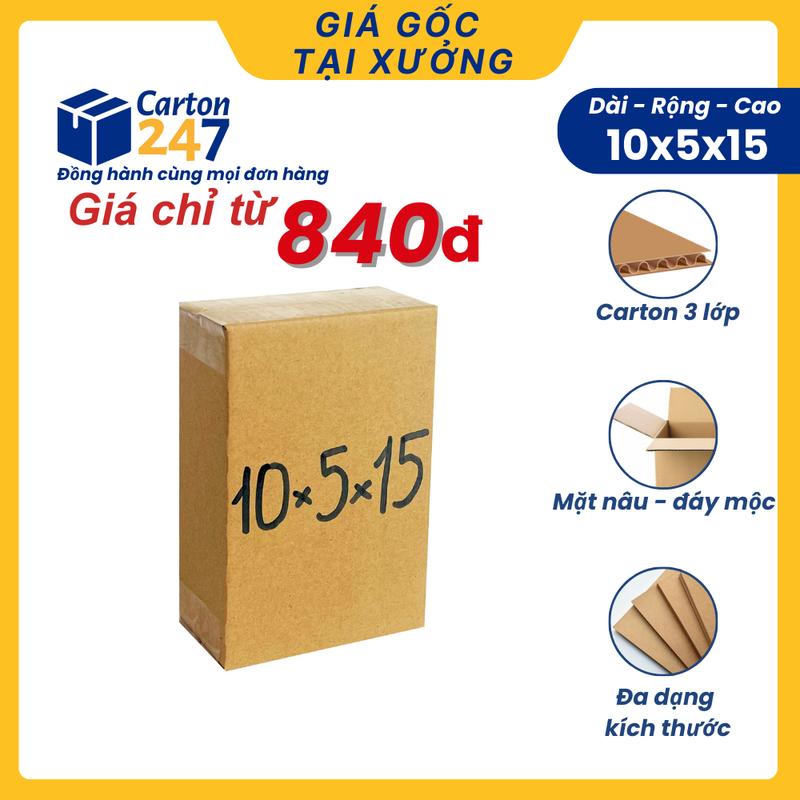 10x5x15 [COMBO 100] Hộp giấy carton đóng gói hàng giá gốc tại xưởng - Carton 247 0